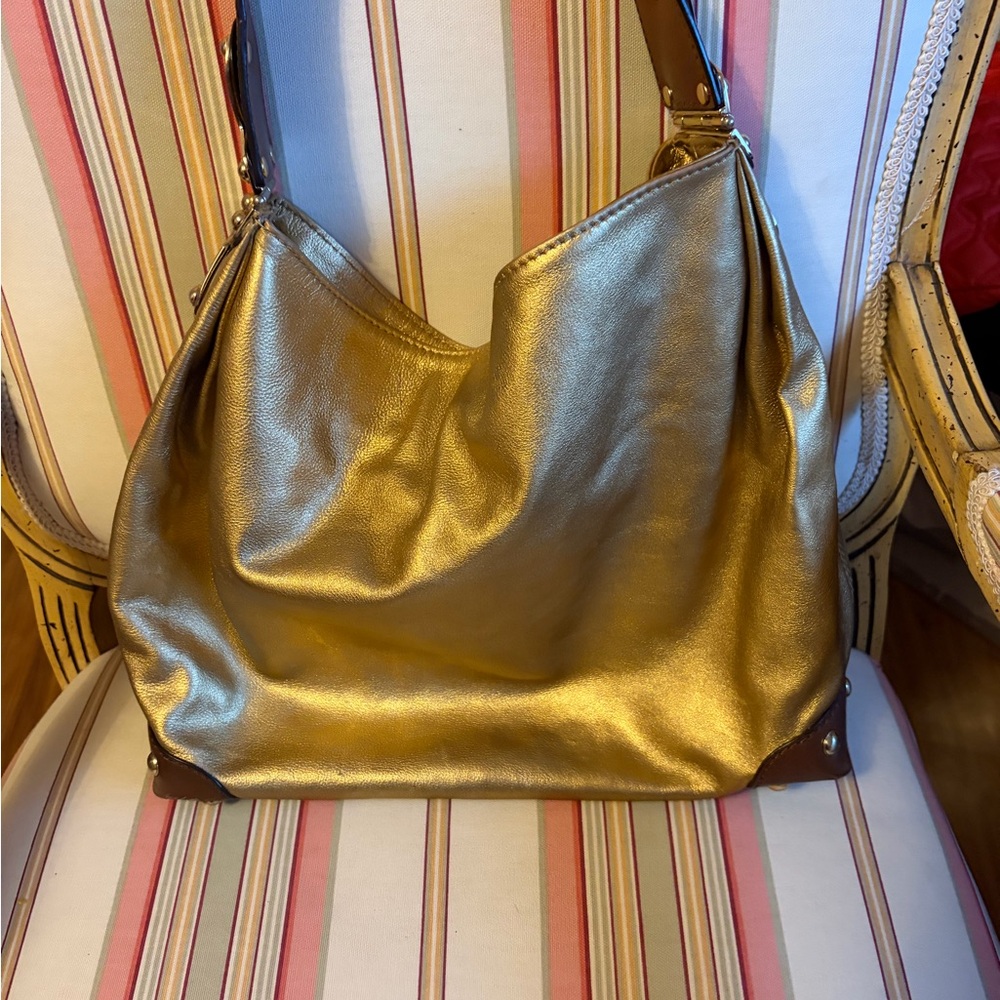Michael Kors Metallic Hobo Beauty with Brass Accents